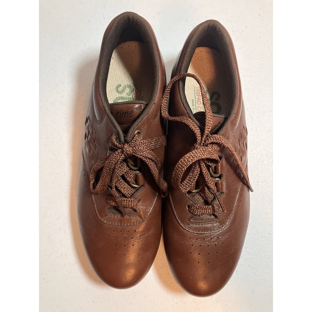 SAS Free Time Women 6.5N Narrow Width Brown Leather Walking Shoes Diabetic - Picture 2 of 10